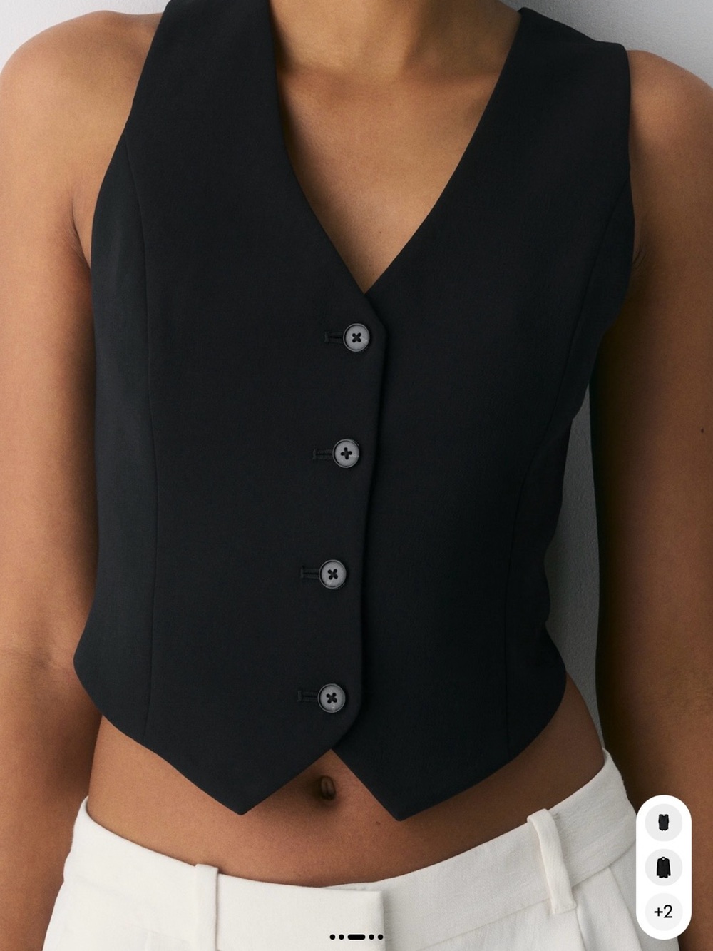 Aritzia Black Button-Front Vest Top